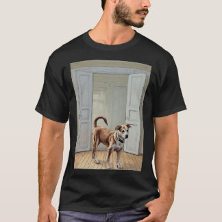 Welpe im T - Shirt der Tür