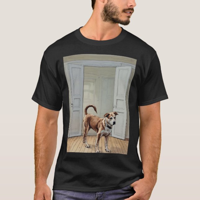 Welpe im T - Shirt der Tür (Vorderseite)