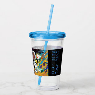 Welpe im Weltraum und Alien mit Teleskop Acryltrinkbecher