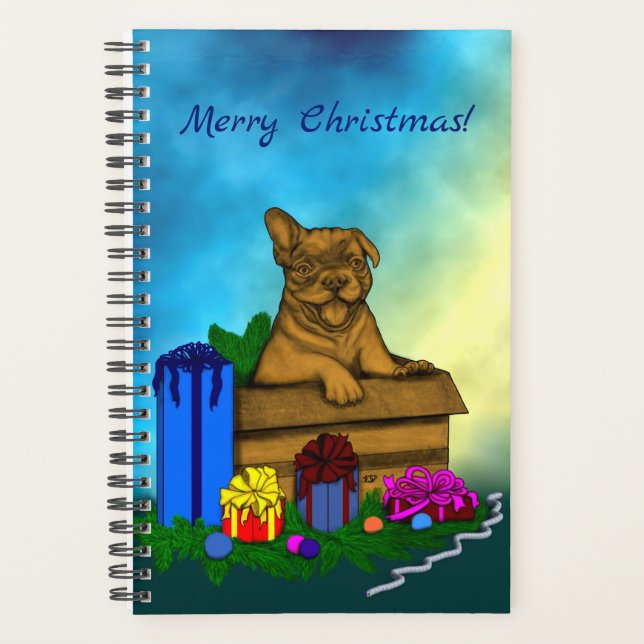 Welpe in A Box , frohe Weihnachten Planer (Vorderseite)