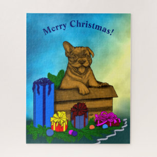 Welpe in A Box , frohe Weihnachten Puzzle