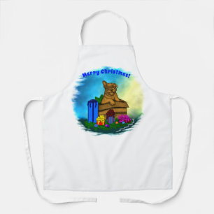 Welpe in A Box , frohe Weihnachten Schürze