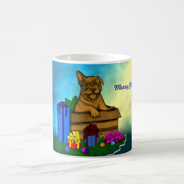 Welpe in A Box , frohe Weihnachten Verwandlungstasse (Mittel)