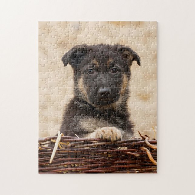 Welpe in Basket Puzzle (Vertikal)