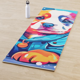 Welpe in Blue Coat Design Yogamatte