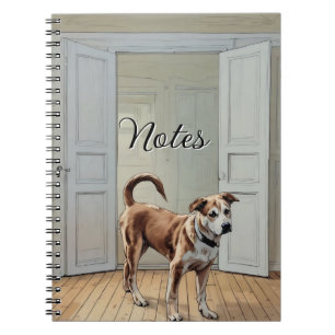 Welpe in der Türspirale Foto Notebook Notizblock