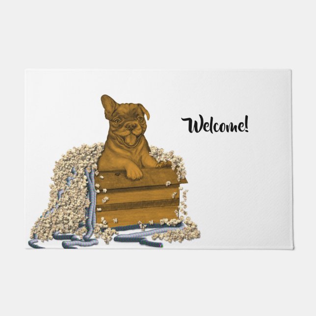 Welpe in einer Box Fußmatte (Vorderseite)