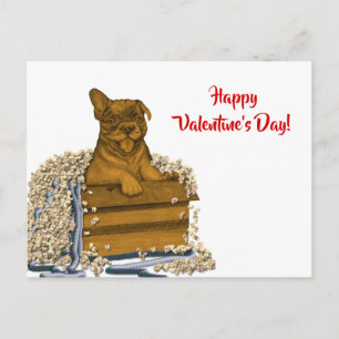 Welpe in einer Schachtel, Happy Valentine's Day! Postkarte