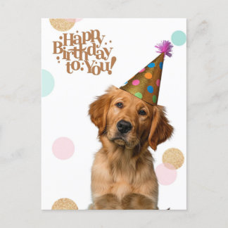 Welpe in Party Hat Geburtstagskarte Postkarte