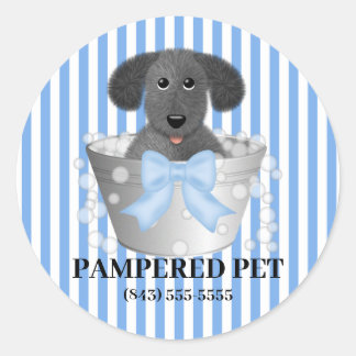 Welpe in Tin Tub Dog Groomer Business Stickers