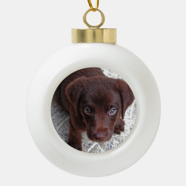 Welpe Keramik Kugel-Ornament (Vorderseite)