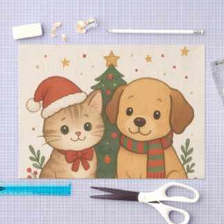 Welpe & Kitten Weihnachtsmann Seidenpapier