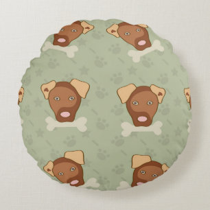 Welpe, Knochen, Süß Rundes Kissen