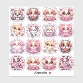 Welpe Liebe: Kawaii Valentine's Day Stickers Aufkleber
