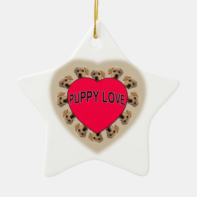 Welpe Liebe Keramik Ornament (Vorne)