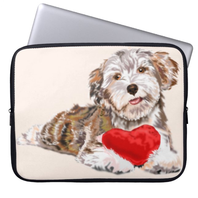 Welpe Liebe Laptopschutzhülle (Vorderseite)