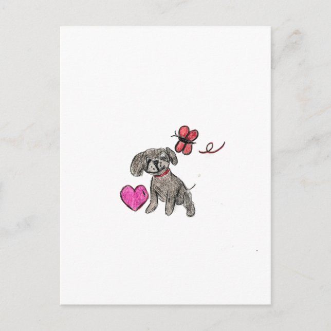 Welpe Liebe Postkarte (Vorderseite)