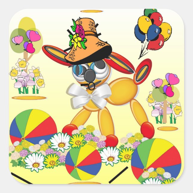 Welpe Liebe Quadratischer Aufkleber (Vorderseite)