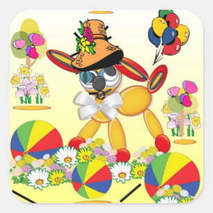 Welpe Liebe Quadratischer Aufkleber