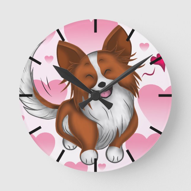 Welpe Liebe Runde Wanduhr (Vorderseite)