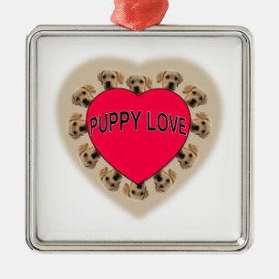 Welpe Liebe Silbernes Ornament