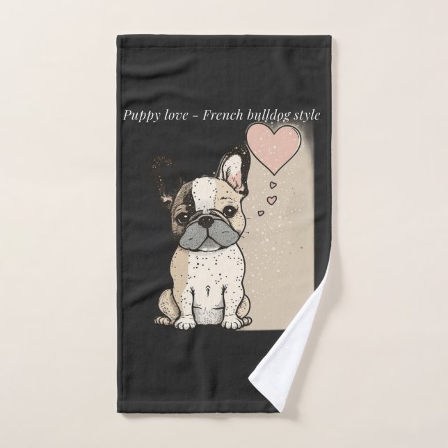 Welpe Liebe - Stile eines französischen Bulldoggen Handtuch (Handtuch)