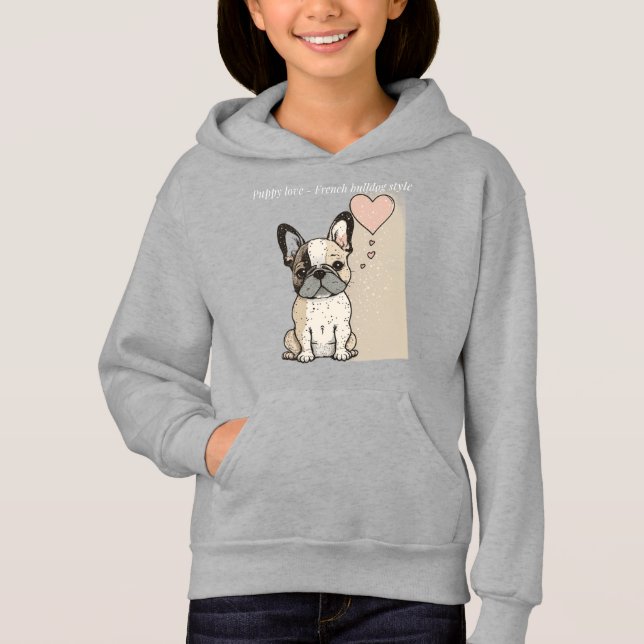 Welpe Liebe - Stile eines französischen Bulldoggen Hoodie (Vorderseite)