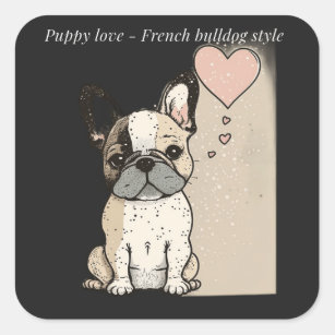 Welpe Liebe - Stile eines französischen Bulldoggen Quadratischer Aufkleber