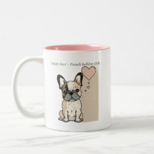 Welpe Liebe - Stile eines französischen Bulldoggen Zweifarbige Tasse