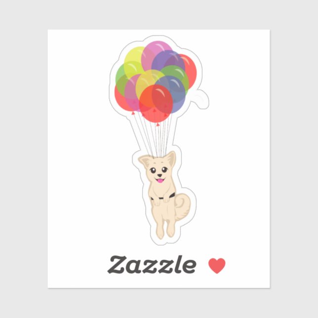 Welpe mit Balloons Aufkleber (Blatt)