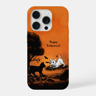 Welpe mit Black Cat and Bat , Happy Halloween! iPhone 15 Pro Hülle