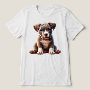 Welpe mit blauen Augen sitzt und sieht unschuldig Tri-Blend Shirt