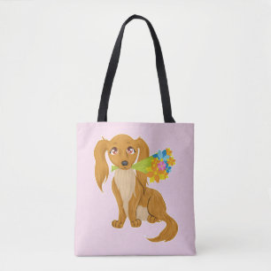 Welpe mit Blume Bouquet