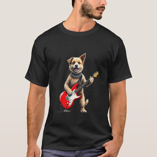 Welpe mit Gitarre T-Shirt (Vorderseite)