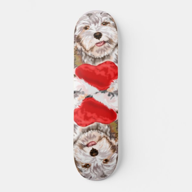 Welpe mit Herz-Geschenk-Skateboard-Liebe Skateboard (Vorderseite)