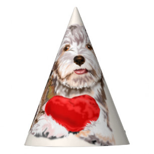 Welpe mit Herzgeschenk für Sie Party Hat Liebe Partyhütchen