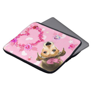 Welpe mit rosa Schleife - Liebe Laptopschutzhülle