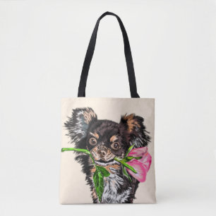 Welpe mit Rosen Tote Beutel Liebe