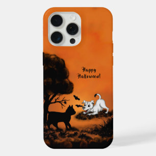 Welpe mit schwarzer Katze und Fledermaus, Frohes H iPhone 15 Pro Max Hülle