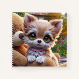 Welpe mit Teddybär, von Natasha Us  Notizbuch