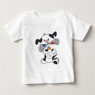 Welpe mit Zeitungs-T - Shirts und Geschenken