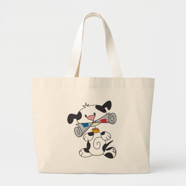 Welpe mit Zeitungs-T-Shirts und Geschenken Jumbo Stoffbeutel (Vorne)