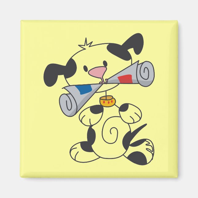 Welpe mit Zeitungs-T-Shirts und Geschenken Magnet (Vorne)