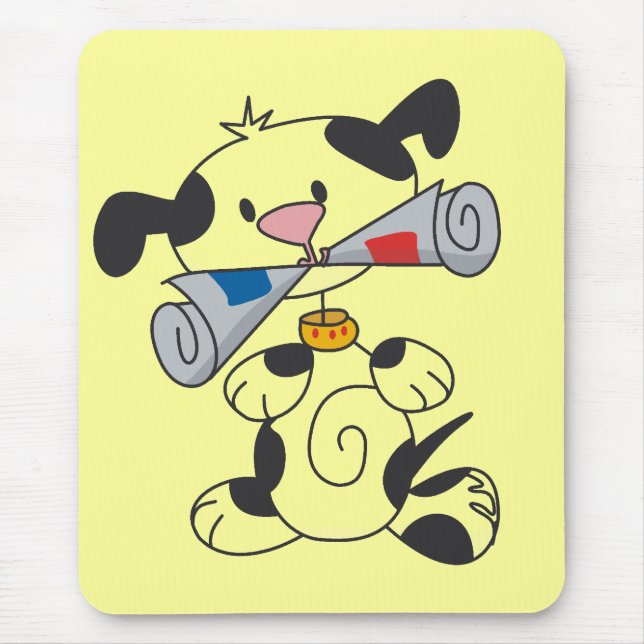 Welpe mit Zeitungs-T-Shirts und Geschenken Mousepad (Vorne)