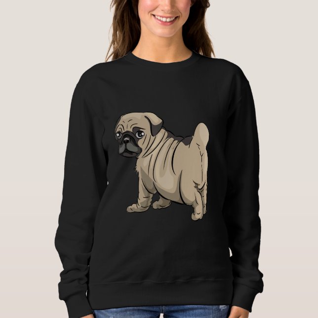 Welpe Mops Pet Niedlich Sweatshirt (Vorderseite)