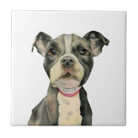 "Welpe mustert" Pitbull-HundeAquarell-Malerei