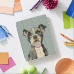 "Welpe mustert" Pitbull-HundeAquarell-Malerei iPad Hülle<br><div class="desc">Dieses ist eine Aquarellmalerei eines Schwarzweiss-Pitbullwelpen. Es ist oben des Hundes mit großen hoffnungsvollen schauenden Augen ein nahes.</div>
