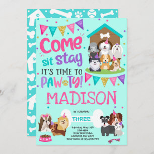 Welpe Party Einladung Rosa Hunde Geburtstagsparty