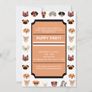 Welpe Party, neues Welpen-Party, Hund zum Geburtst Einladung