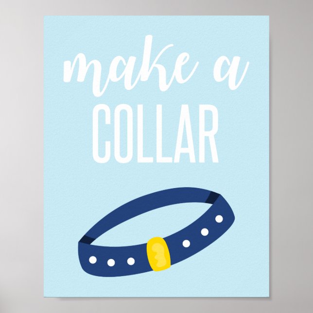 Welpe Party-Zeichen machen Sie ein Collar Blue Poster (Vorne)